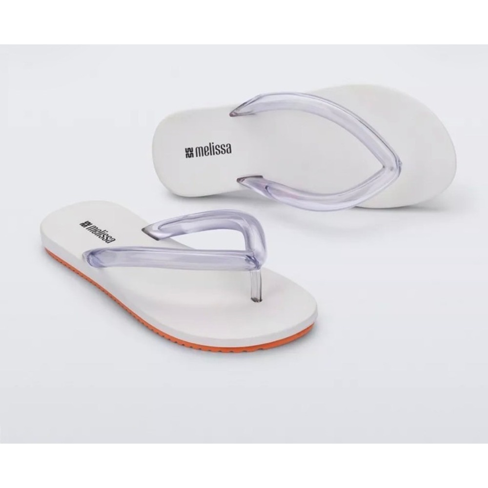 Melissa Harmonic White Clear Strap Flip Flop Jelly Sandals Women Size 8
